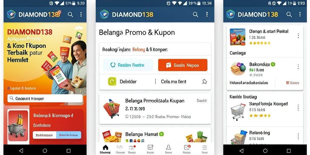 Tampilan antarmuka aplikasi DIAMOND138 dengan banyak kupon menarik.