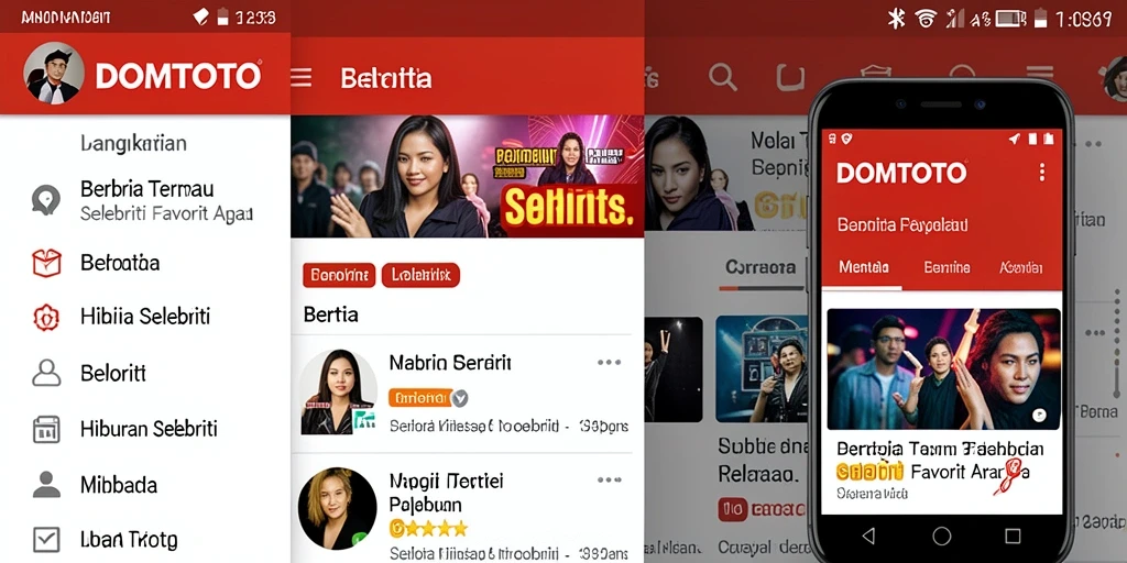 Antarmuka DOMTOTO menampilkan berita hiburan selebriti terbaru.