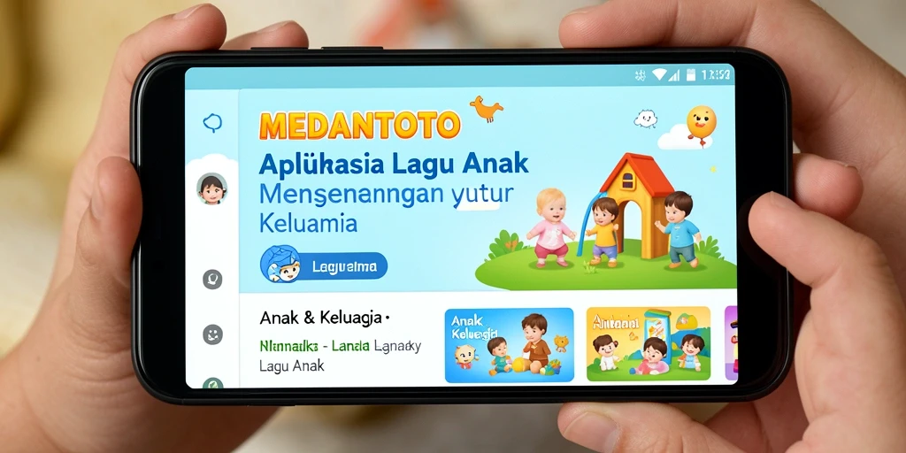 Antarmuka aplikasi MEDANTOTO dengan berbagai lagu anak.