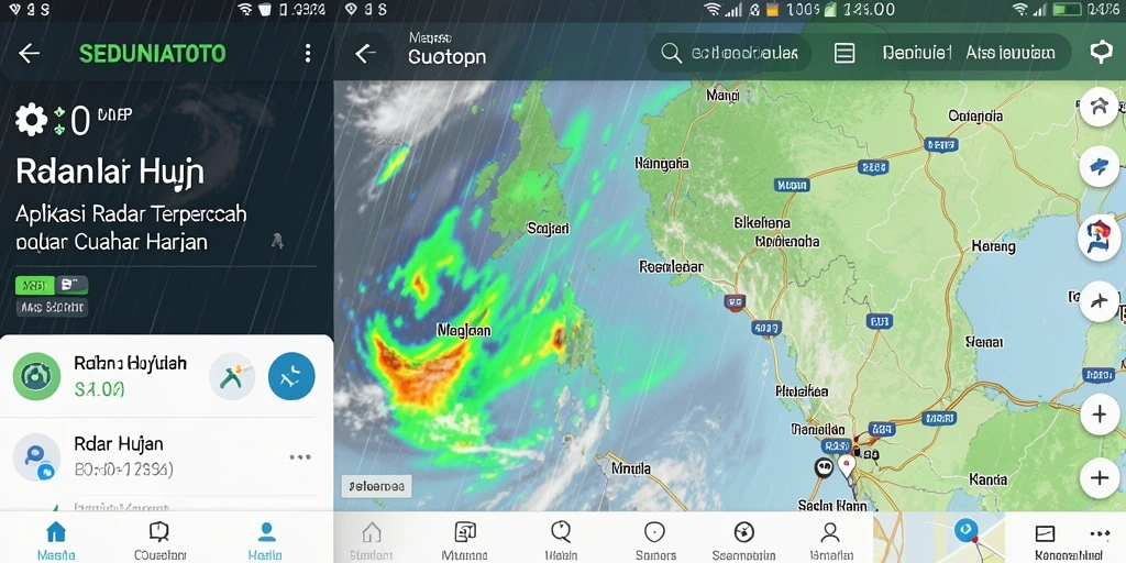 Antarmuka SEDUNIATOTO menampilkan radar hujan yang interaktif dan informatif.